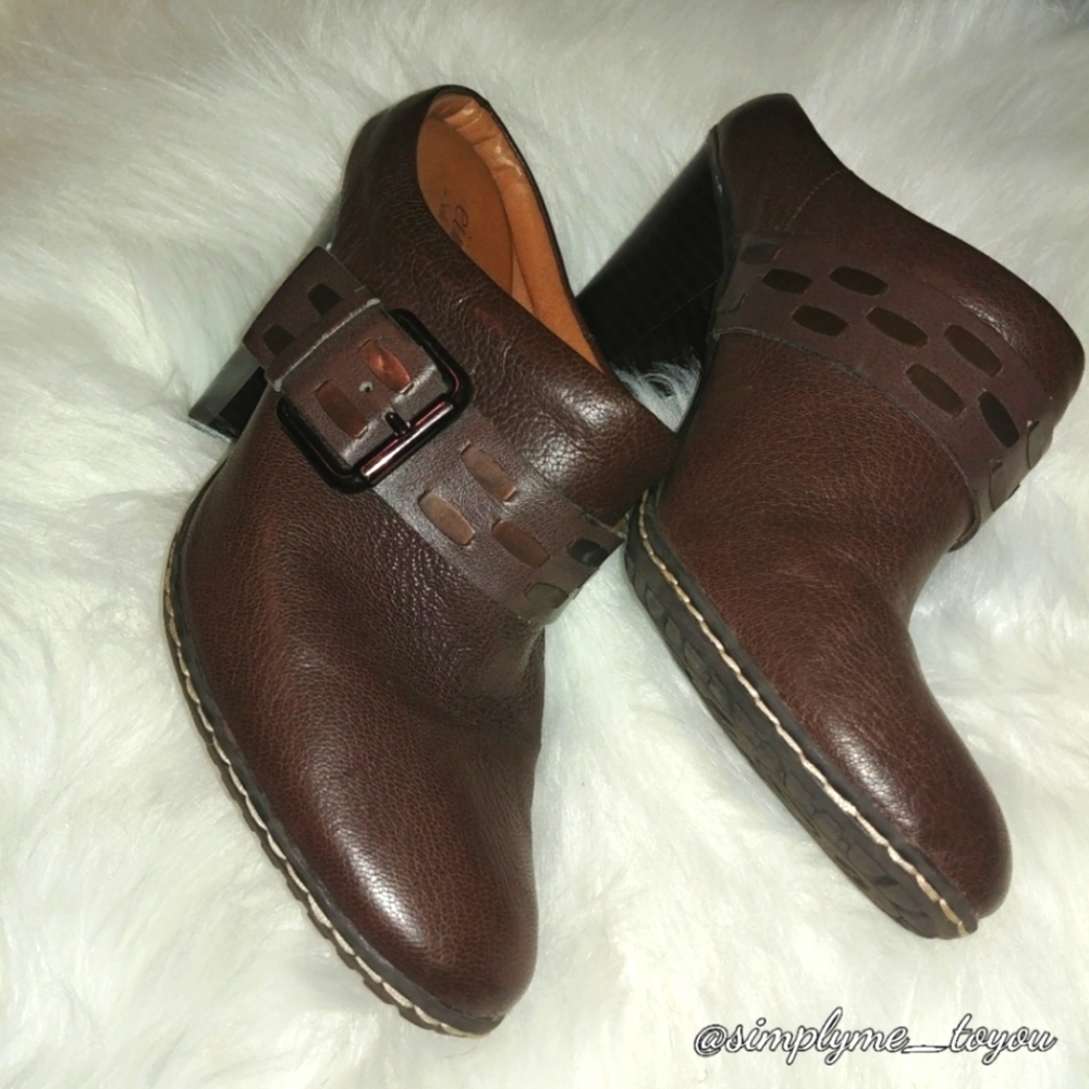 Euro Soft By Sofft Womens Sacha 3010700 Brown Leather Mule Cone Heels Size 8.5 M